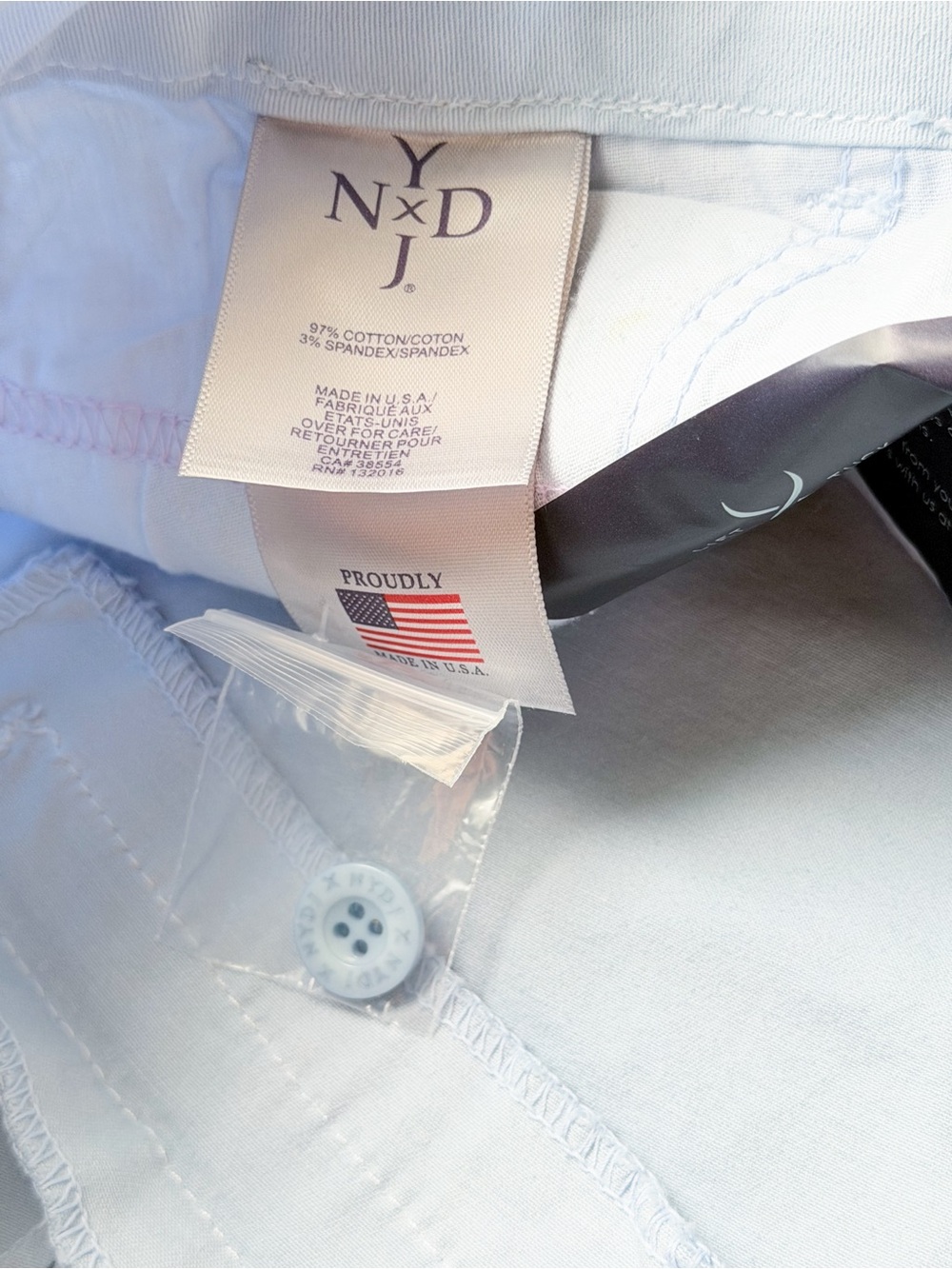 NYDJ Lift Tuck Crop Capri Pants Blue Stretch Cotton Rhinestone Cuff Sz 16 NWOT - Picture 7 of 11